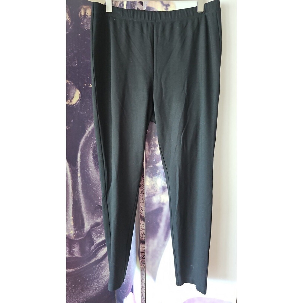 ST JOHN COLLECTION Black‎ Taper Leg Elastic Waist Rayon Blend Pant Size L YJ01